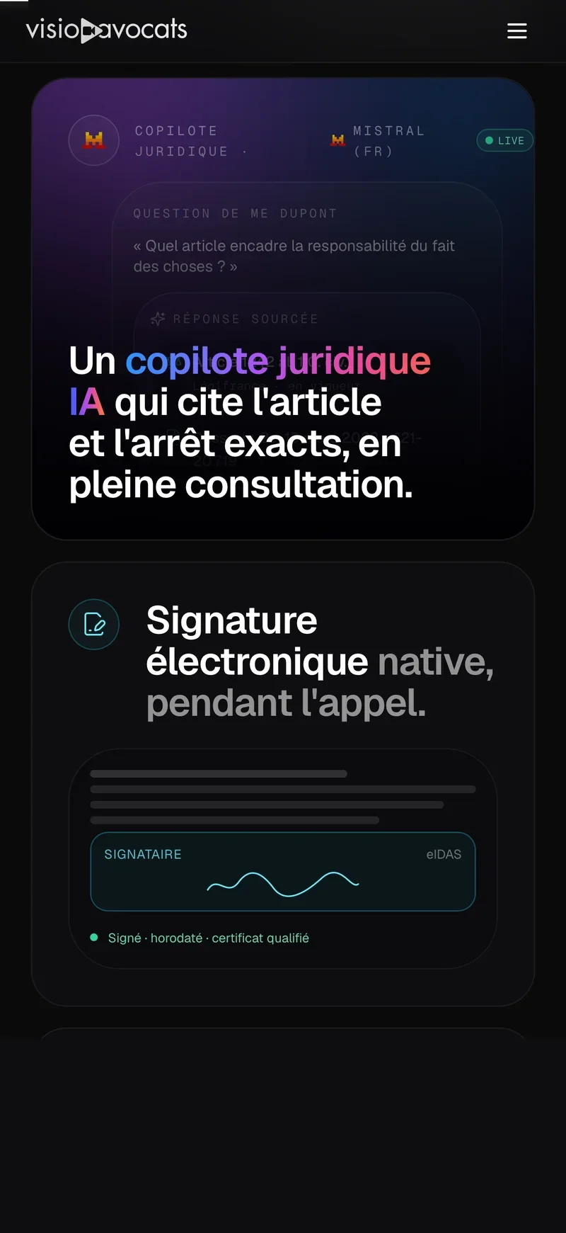 Visio-Avocats : version mobile du site
